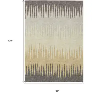Photo of Taupe Beige And Gray Striped Washable Indoor Outdoor Area Rug