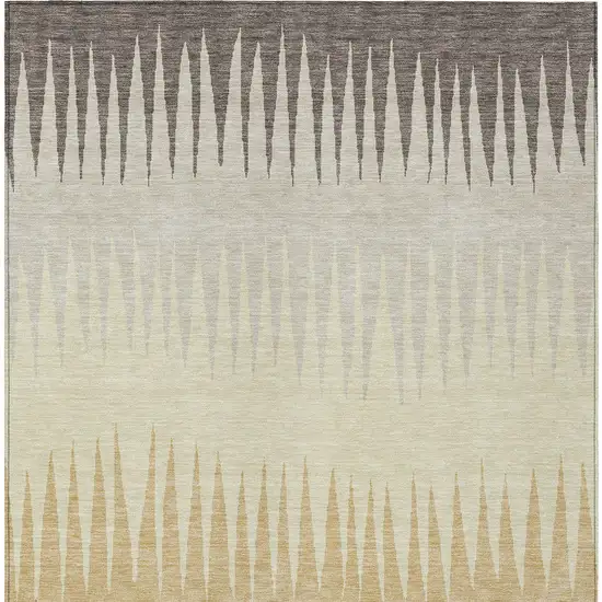 Taupe Beige And Gray Striped Washable Indoor Outdoor Area Rug Photo 6