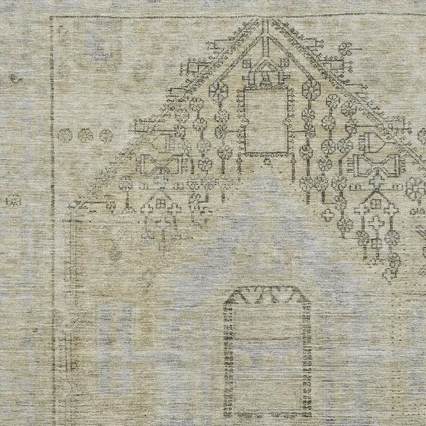 Taupe Beige And Gray Tribal Washable Area Rug With UV Protection Photo 2