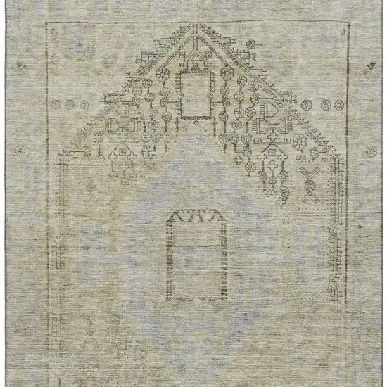 Taupe Beige And Gray Tribal Washable Area Rug With UV Protection Photo 3