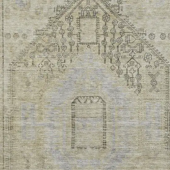 Taupe Beige And Gray Tribal Washable Area Rug With UV Protection Photo 2