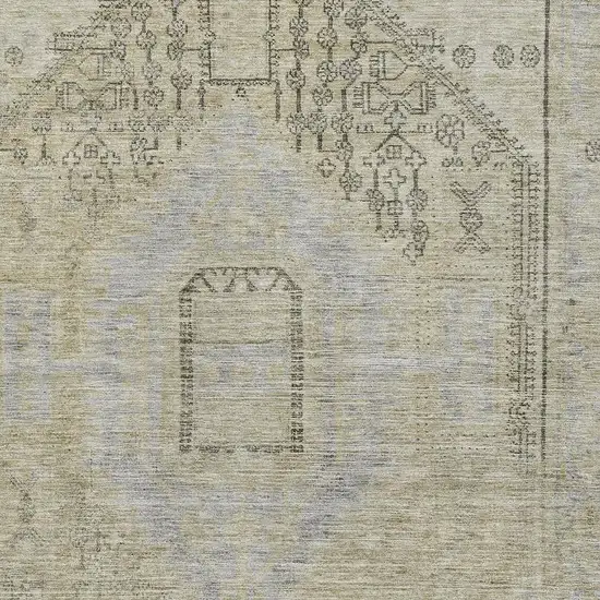 Taupe Beige And Gray Tribal Washable Area Rug With UV Protection Photo 2