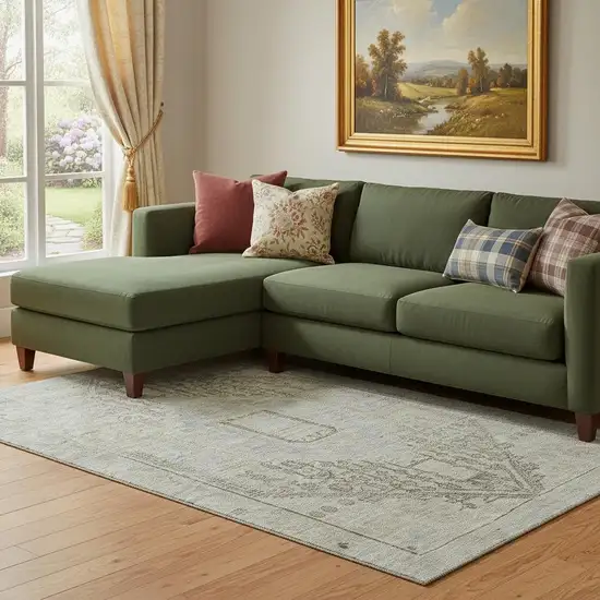 Taupe Beige And Gray Tribal Washable Area Rug With UV Protection Photo 2