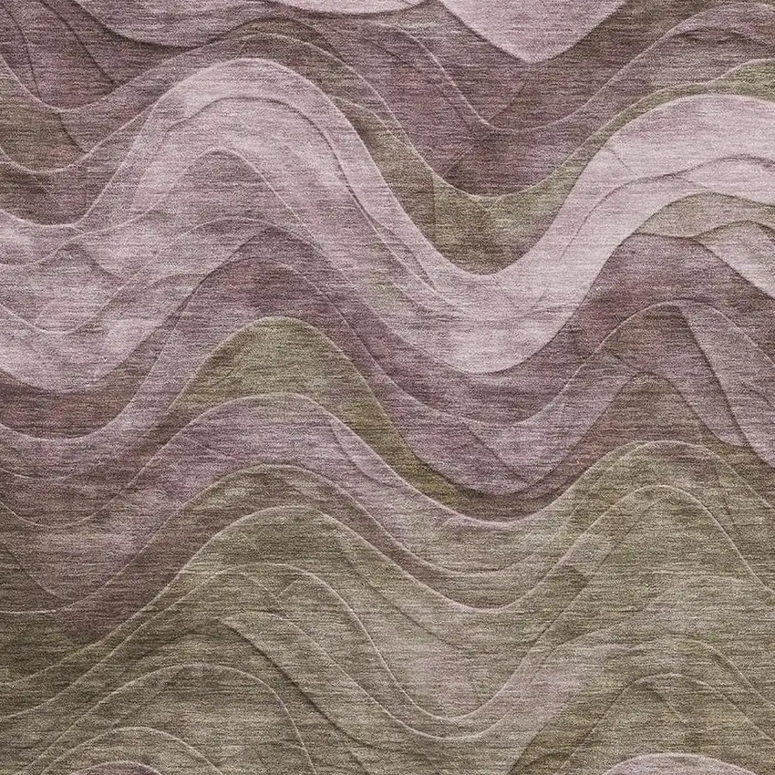 Taupe Beige And Green Abstract Washable Area Rug With UV Protection Photo 2