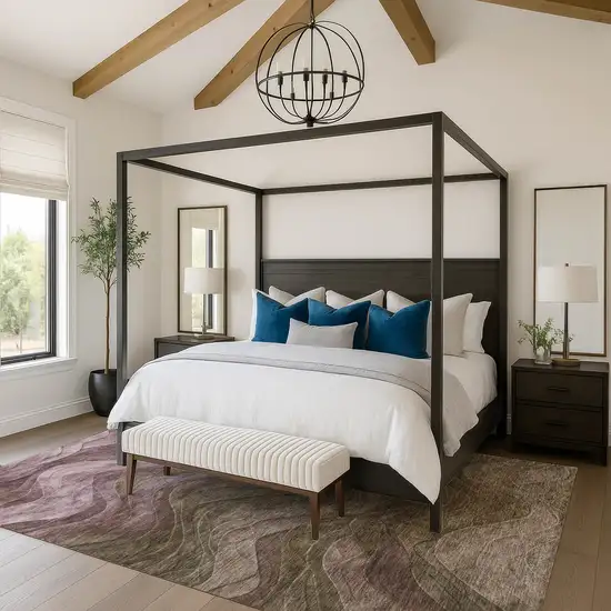 Taupe Beige And Green Abstract Washable Area Rug With UV Protection Photo 4