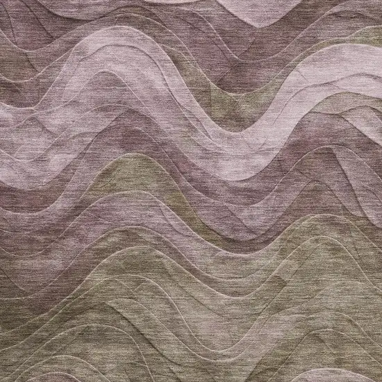 Taupe Beige And Green Abstract Washable Area Rug With UV Protection Photo 2