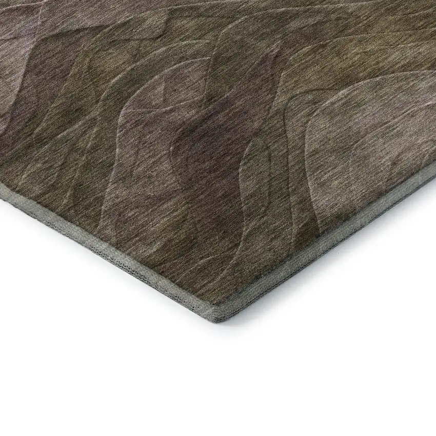 Taupe Beige And Green Abstract Washable Area Rug With UV Protection Photo 7