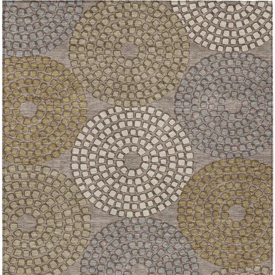 Taupe Beige And Green Geometric Washable Indoor Outdoor Area Rug Photo 6