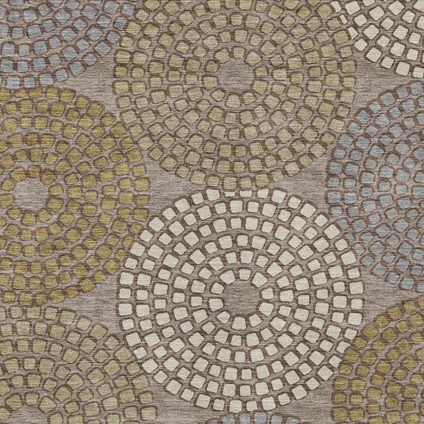 Taupe Beige And Green Geometric Washable Indoor Outdoor Area Rug Photo 7