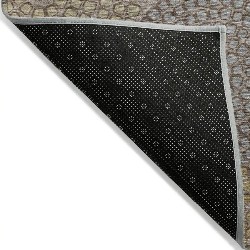 Taupe Beige And Green Geometric Washable Indoor Outdoor Area Rug Photo 4