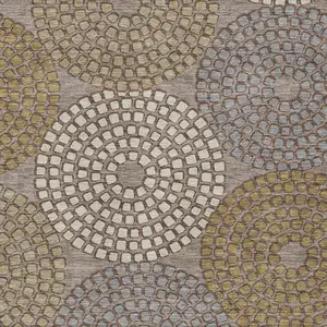 Photo of Taupe Beige And Green Geometric Washable Indoor Outdoor Area Rug
