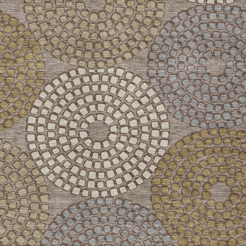 Taupe Beige And Green Geometric Washable Indoor Outdoor Area Rug Photo 7