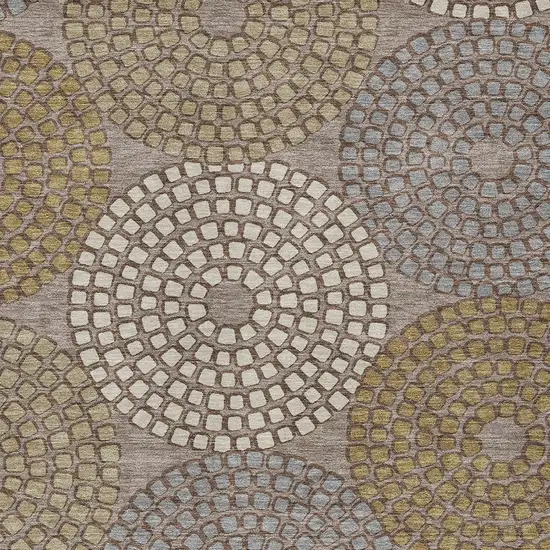 Taupe Beige And Green Geometric Washable Indoor Outdoor Area Rug Photo 7