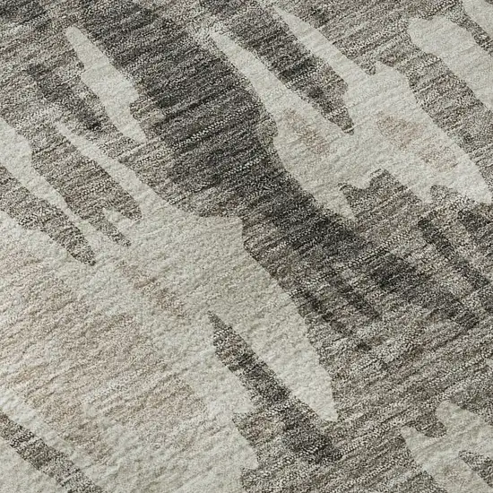 Taupe Beige And Ivory Abstract Washable Area Rug With UV Protection Photo 9