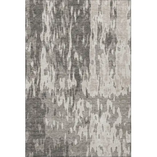 Taupe Beige And Ivory Abstract Washable Area Rug With UV Protection Photo 3