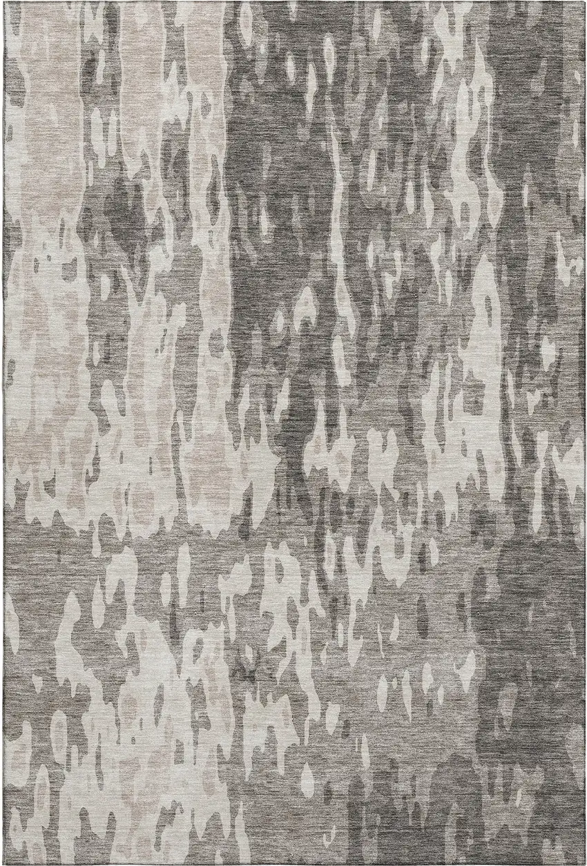 Taupe Beige And Ivory Abstract Washable Area Rug With UV Protection Photo 1