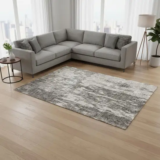 Taupe Beige And Ivory Abstract Washable Area Rug With UV Protection Photo 2