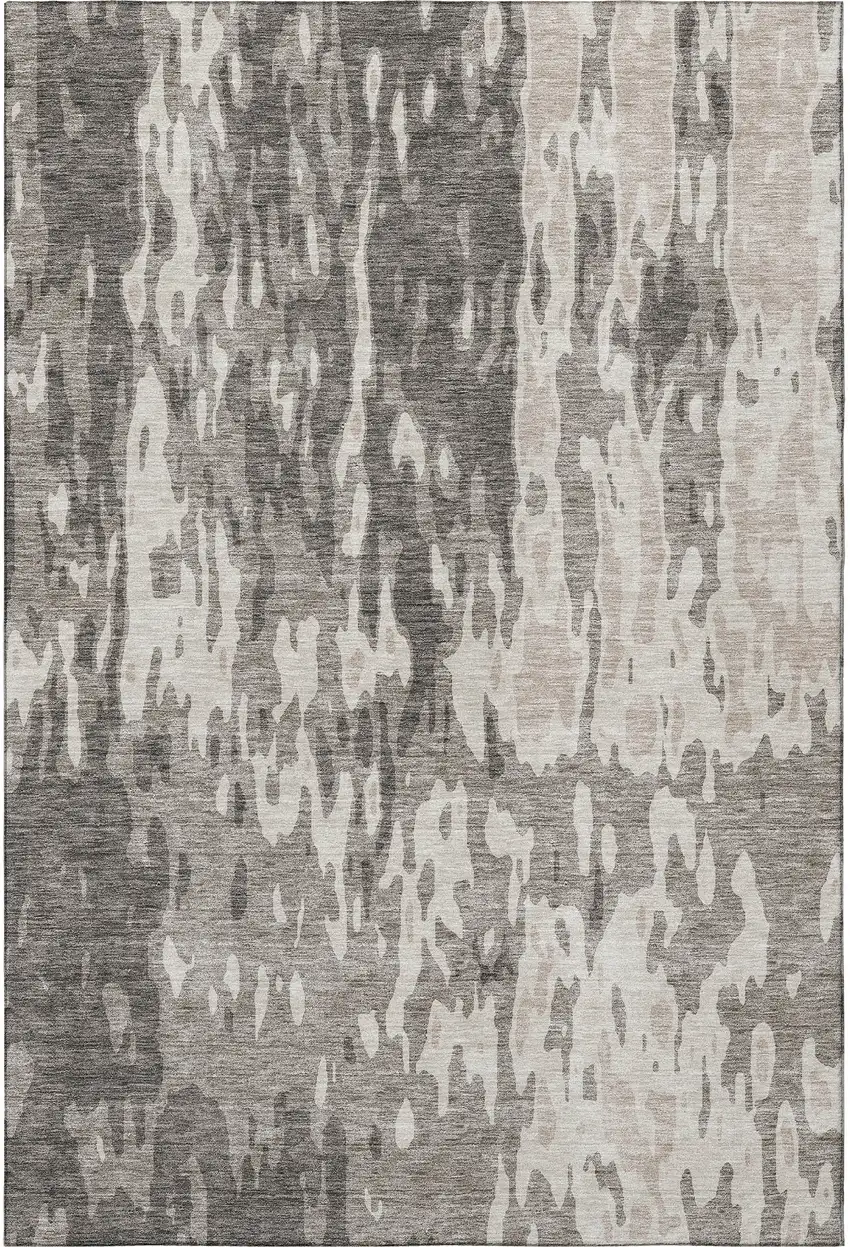 Taupe Beige And Ivory Abstract Washable Area Rug With UV Protection Photo 3