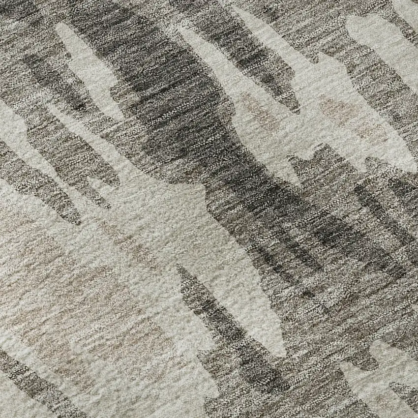 Taupe Beige And Ivory Abstract Washable Area Rug With UV Protection Photo 9