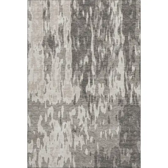 Taupe Beige And Ivory Abstract Washable Area Rug With UV Protection Photo 1