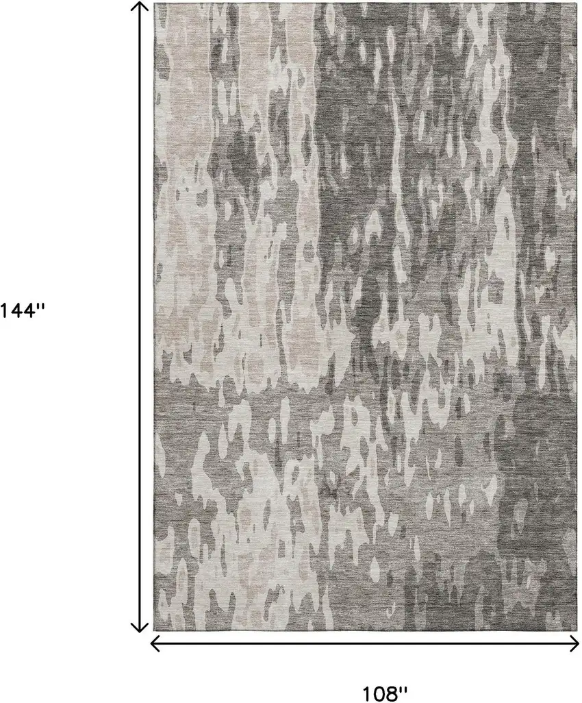 Taupe Beige And Ivory Abstract Washable Area Rug With UV Protection Photo 9