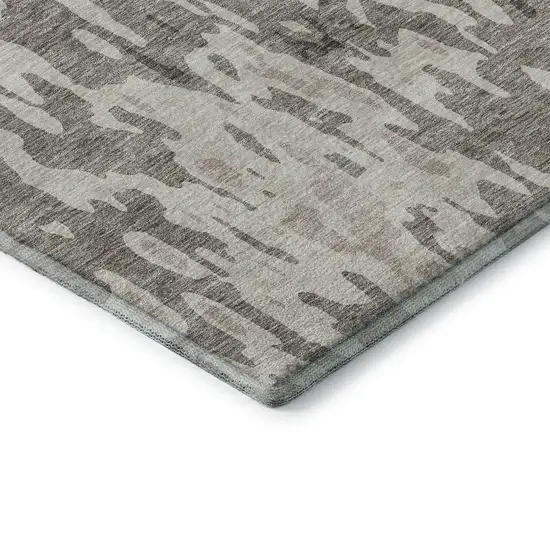 Taupe Beige And Ivory Abstract Washable Area Rug With UV Protection Photo 6