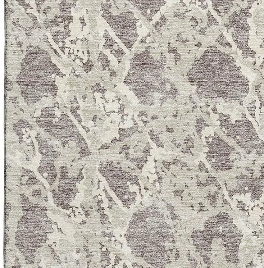 Taupe Beige And Ivory Abstract Washable Area Rug With UV Protection Photo 3