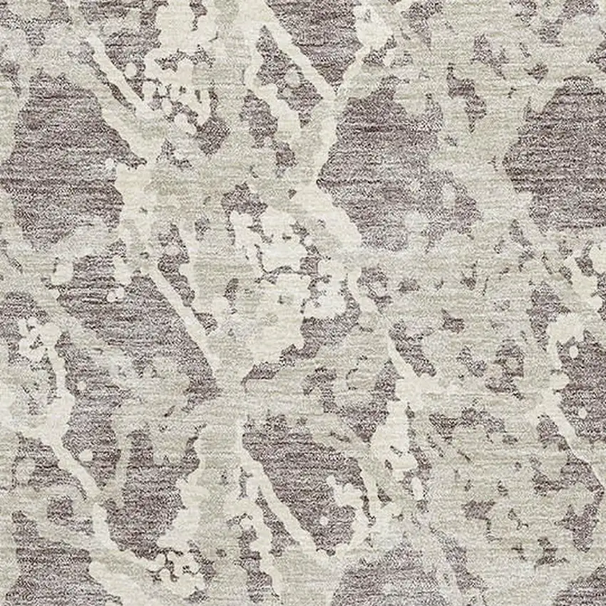 Taupe Beige And Ivory Abstract Washable Area Rug With UV Protection Photo 2