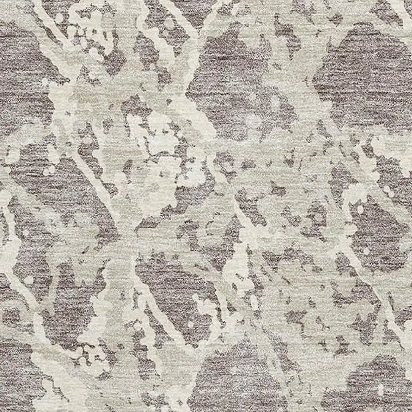 Taupe Beige And Ivory Abstract Washable Area Rug With UV Protection Photo 2