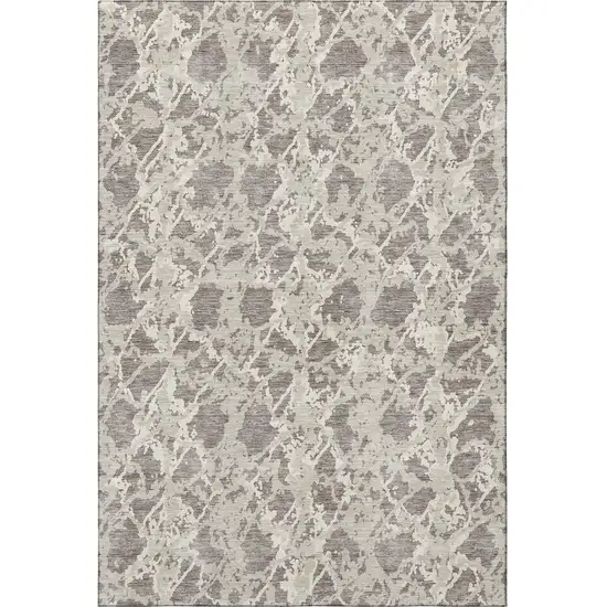 Taupe Beige And Ivory Abstract Washable Area Rug With UV Protection Photo 3