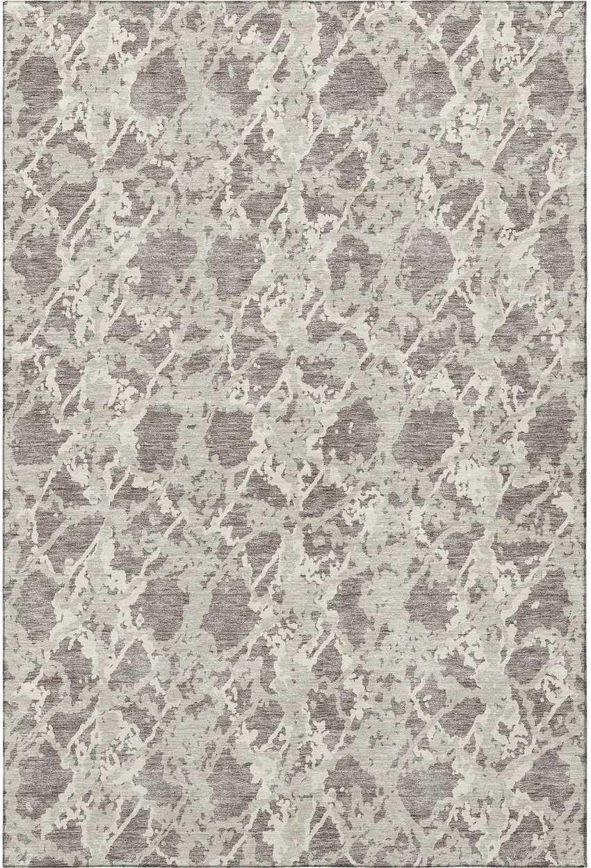 Taupe Beige And Ivory Abstract Washable Area Rug With UV Protection Photo 3