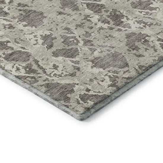 Taupe Beige And Ivory Abstract Washable Area Rug With UV Protection Photo 7