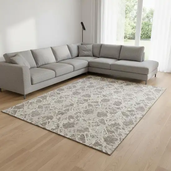 Taupe Beige And Ivory Abstract Washable Area Rug With UV Protection Photo 2