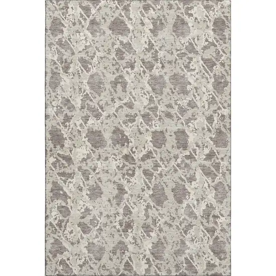 Taupe Beige And Ivory Abstract Washable Area Rug With UV Protection Photo 1