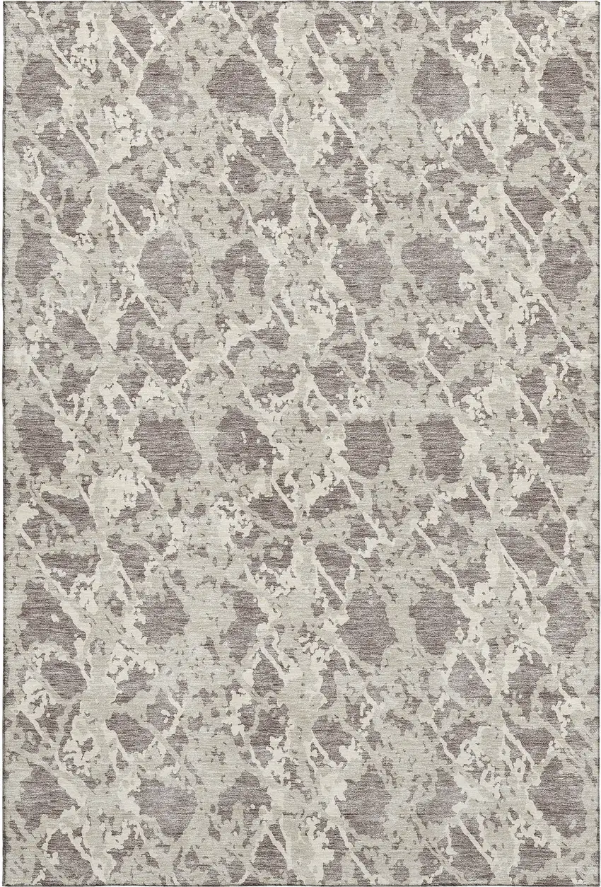 Taupe Beige And Ivory Abstract Washable Area Rug With UV Protection Photo 1