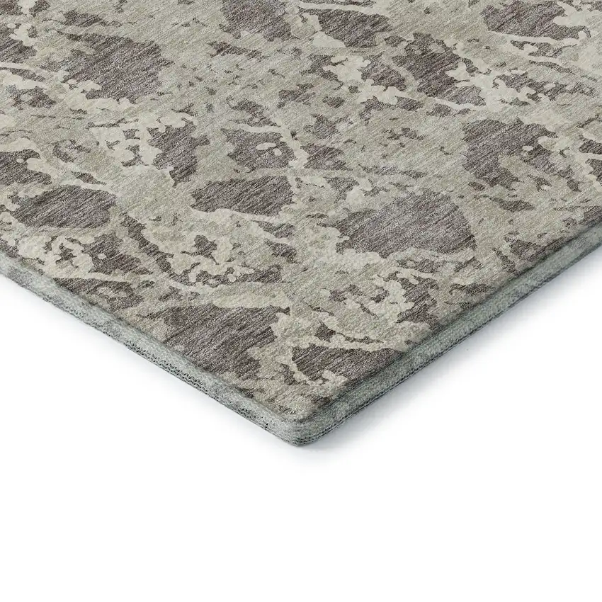 Taupe Beige And Ivory Abstract Washable Area Rug With UV Protection Photo 7