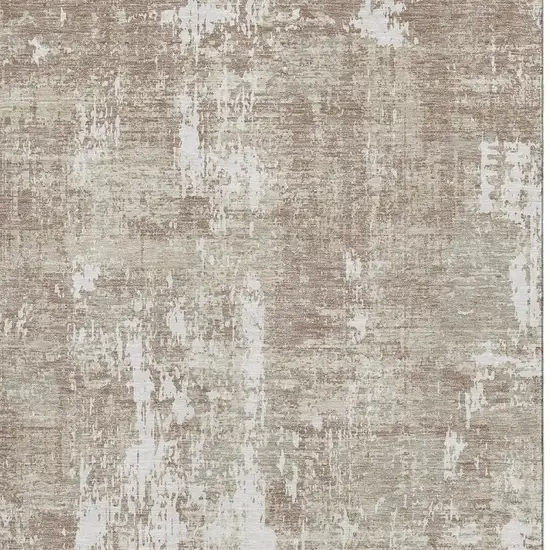 Taupe Beige And Ivory Abstract Washable Area Rug With UV Protection Photo 4