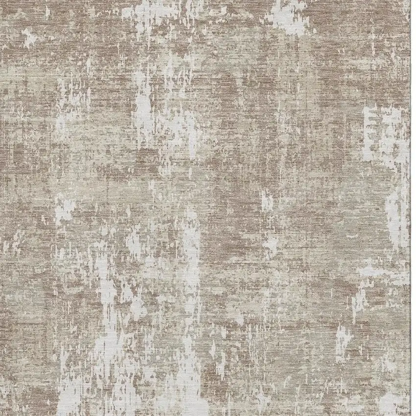 Taupe Beige And Ivory Abstract Washable Area Rug With UV Protection Photo 4