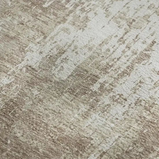 Taupe Beige And Ivory Abstract Washable Area Rug With UV Protection Photo 2