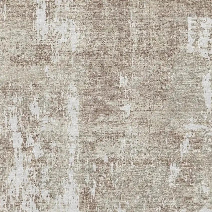 Taupe Beige And Ivory Abstract Washable Area Rug With UV Protection Photo 3