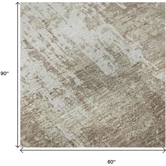 Taupe Beige And Ivory Abstract Washable Area Rug With UV Protection Photo 9