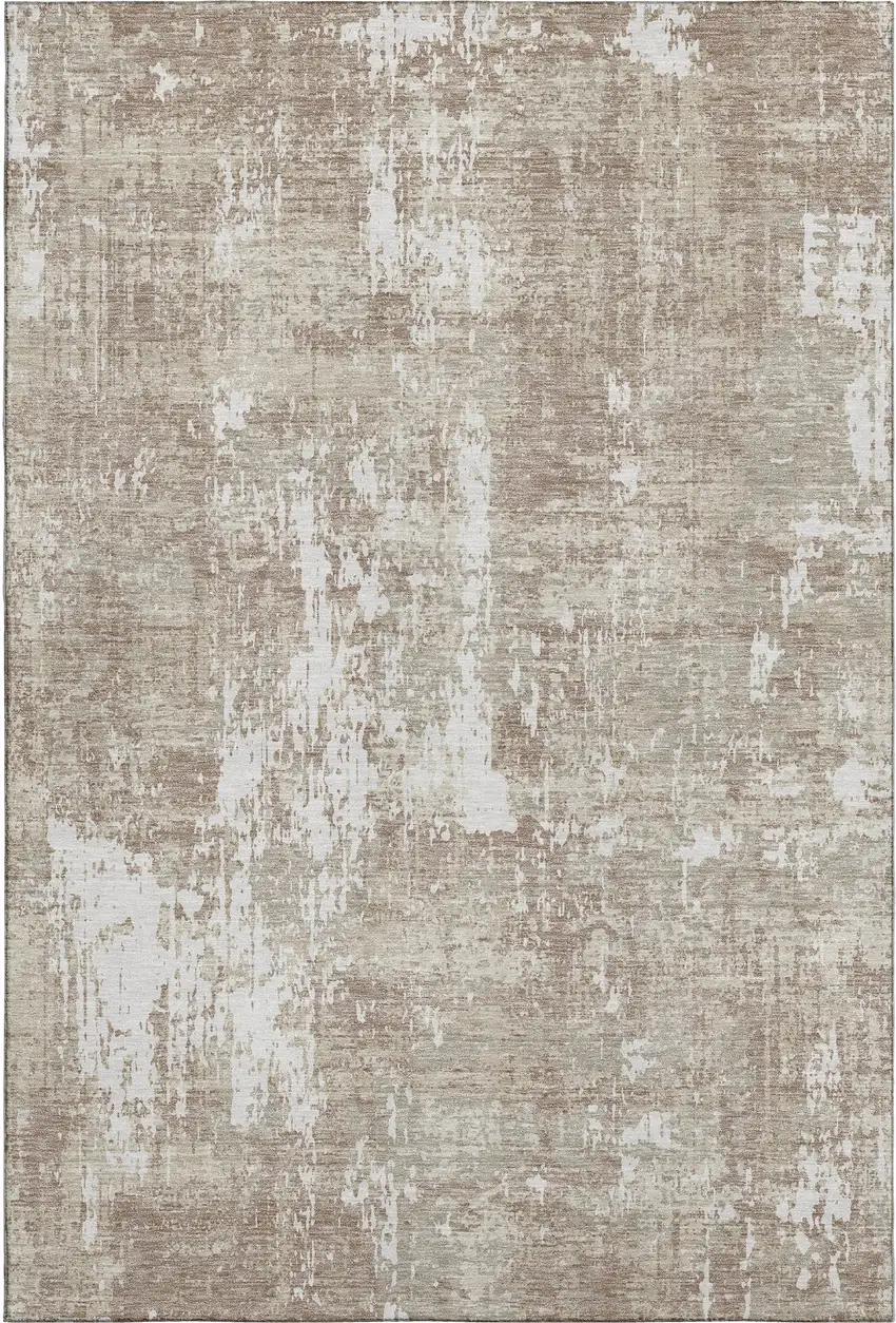 Taupe Beige And Ivory Abstract Washable Area Rug With UV Protection Photo 5