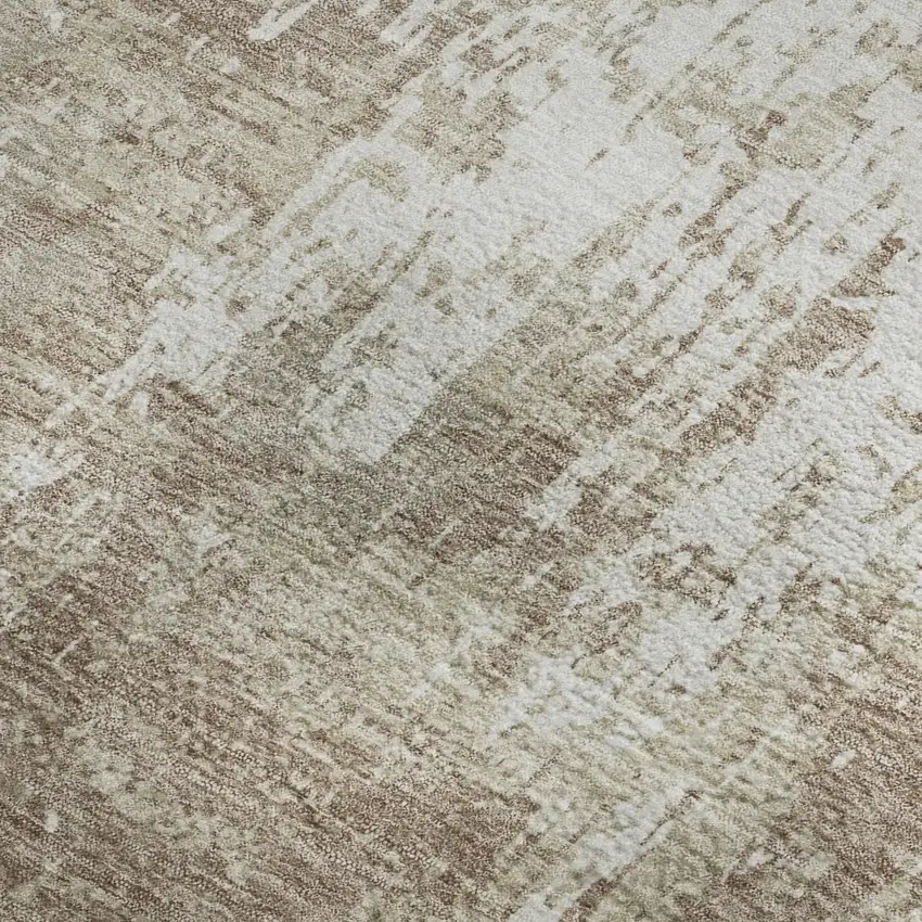 Taupe Beige And Ivory Abstract Washable Area Rug With UV Protection Photo 2