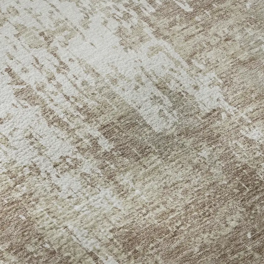 Taupe Beige And Ivory Abstract Washable Area Rug With UV Protection Photo 1
