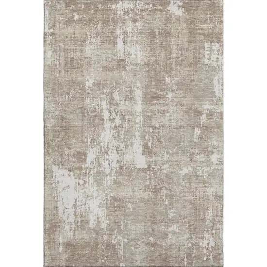 Taupe Beige And Ivory Abstract Washable Area Rug With UV Protection Photo 4