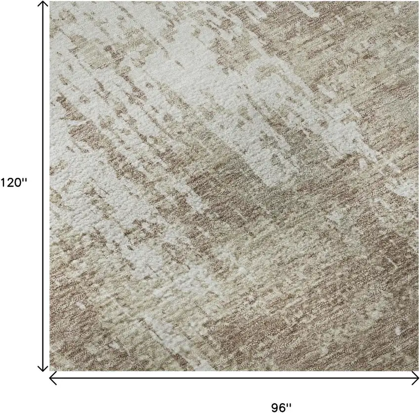 Taupe Beige And Ivory Abstract Washable Area Rug With UV Protection Photo 8