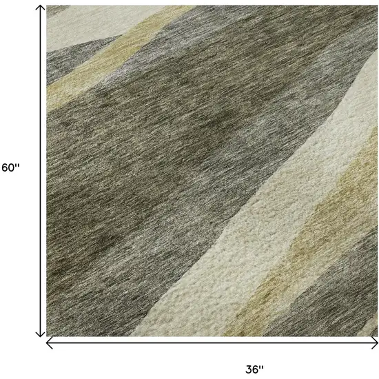 Taupe Beige And Ivory Abstract Washable Area Rug With UV Protection Photo 8