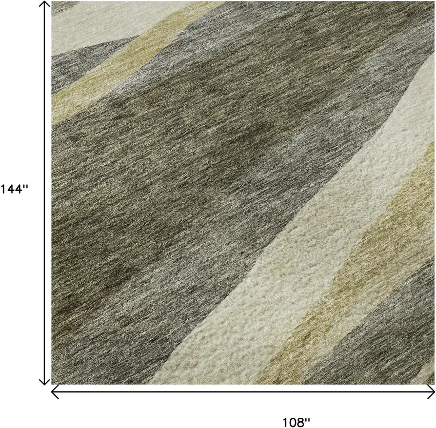 Taupe Beige And Ivory Abstract Washable Area Rug With UV Protection Photo 9