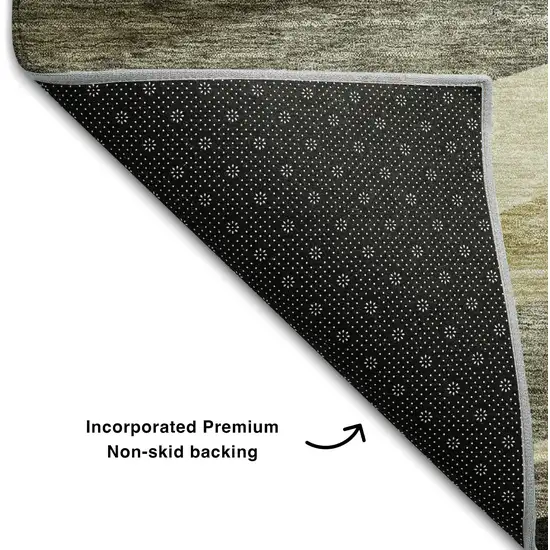 Taupe Beige And Ivory Abstract Washable Area Rug With UV Protection Photo 6