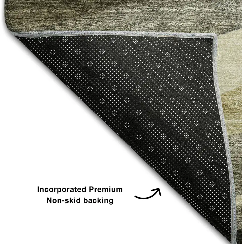 Taupe Beige And Ivory Abstract Washable Area Rug With UV Protection Photo 6